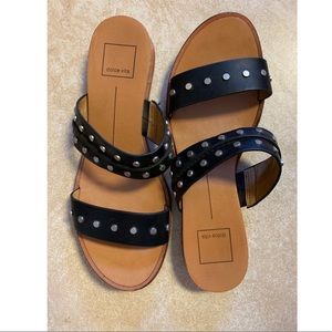 ✨Dolce Vita✨Black leather studded slide on flats